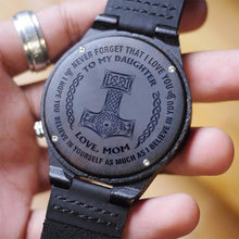 Load image into Gallery viewer, Viking Wooden Watch Gift For Daughter , Love Mom