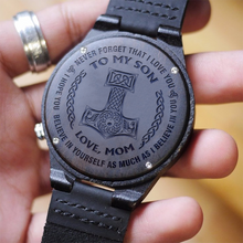 Load image into Gallery viewer, Viking Family For Son , Love Mom Wooden Watch
