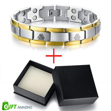Load image into Gallery viewer, Men's Double Row Magnets Energy Bracelet Magnetic Healing Watch Bands Bracelets Bangles with Viking Charm