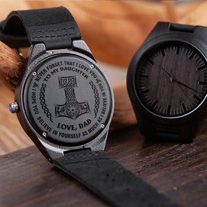 For Daughter - Love Dad Viking Family Wooden Watch