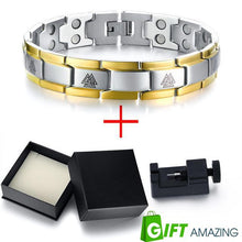 Load image into Gallery viewer, Men's Double Row Magnets Energy Bracelet Magnetic Healing Watch Bands Bracelets Bangles with Viking Charm