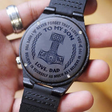 Load image into Gallery viewer, Viking Wooden Watch Family Gift For Son , Love Dad
