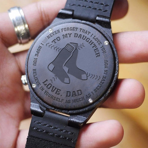 Boston Redsox Gift For Daughter . Love Dad Wooden Watch