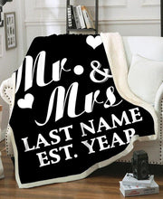 Load image into Gallery viewer, Personalized Blanket Mr and Mrs with Name &amp; Wedding year Fleece Blanket