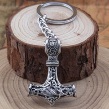 Load image into Gallery viewer, Thor's hammer mjolnir pendant Keychain viking