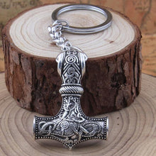 Load image into Gallery viewer, Thor's hammer mjolnir pendant Keychain viking
