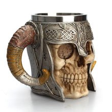 Load image into Gallery viewer, Stainless Steel Skull Mug Viking