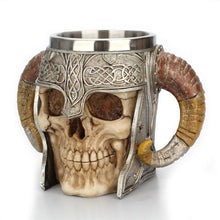 Load image into Gallery viewer, Stainless Steel Skull Mug Viking