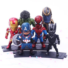 Load image into Gallery viewer, 6pcs/set Marvel Avengers : Infinity War Thanos Ironman Spiderman Captain American Hulk Black Panther Figure Model Toys