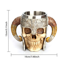 Load image into Gallery viewer, Stainless Steel Skull Mug Viking