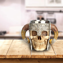 Load image into Gallery viewer, Stainless Steel Skull Mug Viking