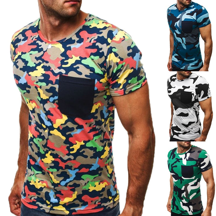 Summer Camo Muscle Tee Army Men's T Shirts Slim Fit Cotton Short Sleeve Tactical Combat TShirt Military Camouflage Camp Tops