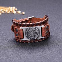 Load image into Gallery viewer, Viking Odin Symbol Leather Bracelet