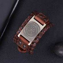 Load image into Gallery viewer, Viking Odin Symbol Leather Bracelet