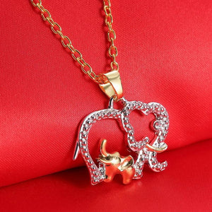 Double Elephant Necklaces For Women 2019 New Fashion Style Mama Bm aby Pendants Women Female Jewelry MoGifts