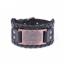 Load image into Gallery viewer, Viking Odin Symbol Leather Bracelet