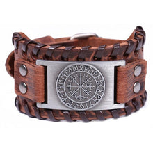 Load image into Gallery viewer, Viking Odin Symbol Leather Bracelet