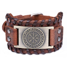 Load image into Gallery viewer, Viking Odin Symbol Leather Bracelet