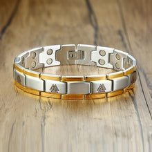 Load image into Gallery viewer, Men's Double Row Magnets Energy Bracelet Magnetic Healing Watch Bands Bracelets Bangles with Viking Charm