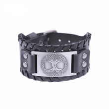 Load image into Gallery viewer, Tree of Life Vintage Wrap Leather Man Bracelets With Antique Bronze Metal Charm Viking Bracelet Jewelry