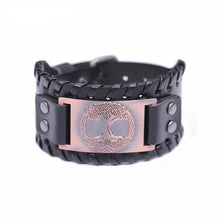 Load image into Gallery viewer, Tree of Life Vintage Wrap Leather Man Bracelets With Antique Bronze Metal Charm Viking Bracelet Jewelry