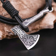 Load image into Gallery viewer, Myshape Vintage Axe Leather Wrap Viking Bracelet