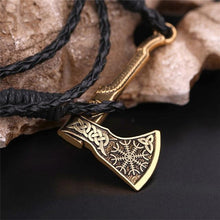 Load image into Gallery viewer, Myshape Vintage Axe Leather Wrap Viking Bracelet