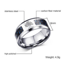 Load image into Gallery viewer, Vintage Tree of Life Mens Ring with Blue Carbon Fiber 8MM Stainless Steel Anel Masculino Jewelry Viking