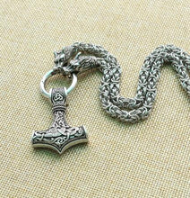 Load image into Gallery viewer, Viking wolf head with Odin Necklace
